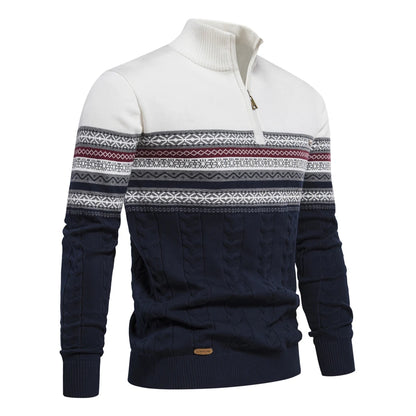 Herren Pullover aus hochwertiger Baumwolle mit Viertelreißverschluss und Stehkragen