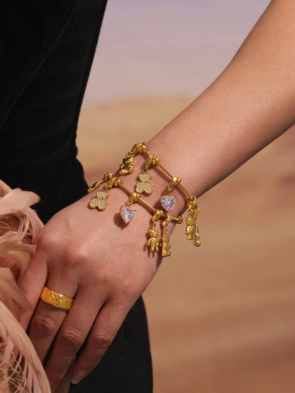 Damen-Charm-Armband mit Bär-Anhänger und Zirkonia