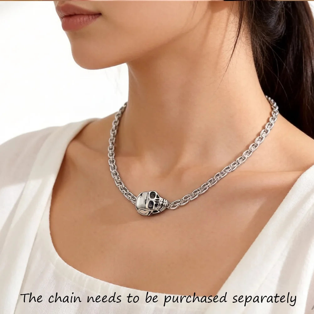 Damen-Charm-Anhänger Totenkopf Perle Karma Winter aus Sterlingsilber