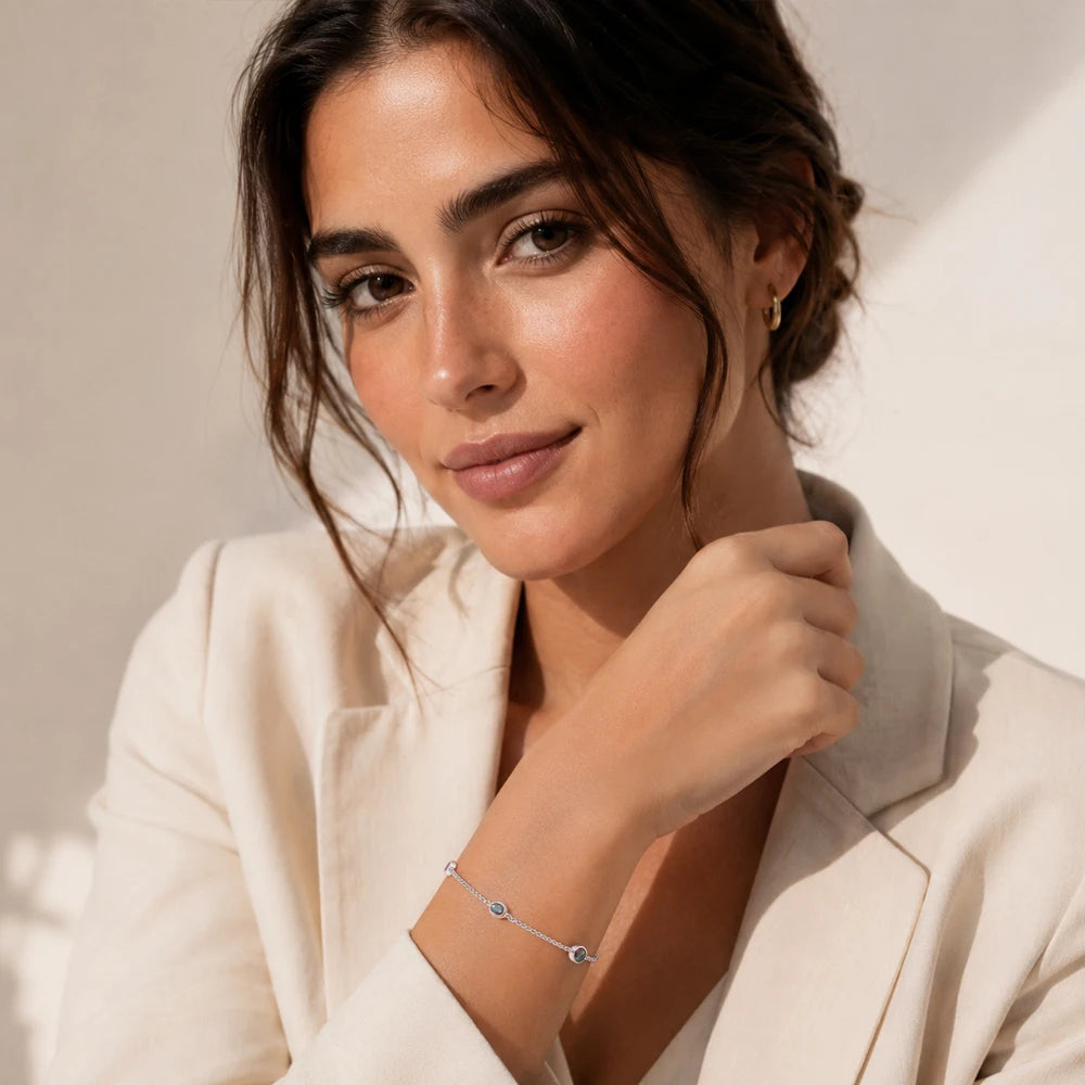 Damen-Armband bunte Natursteine Böhmen aus Sterlingsilber