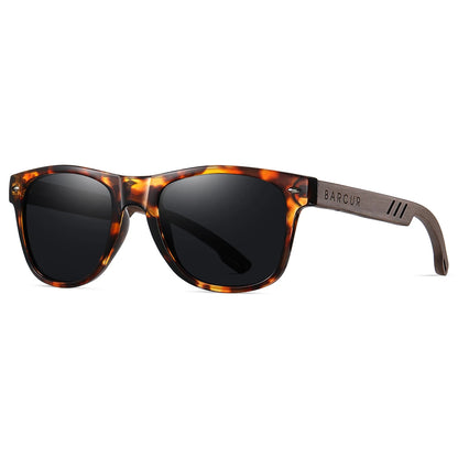 Sonnenbrille Walnussholz schwarz polarisiert UVA/B umweltfreundlich Herren