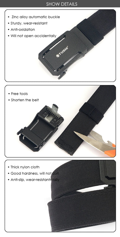 Unisex-Taktischer Gürtel aus Nylon mit Automatischer Schnalle für Outdoor-Einsatz Alltagstauglich