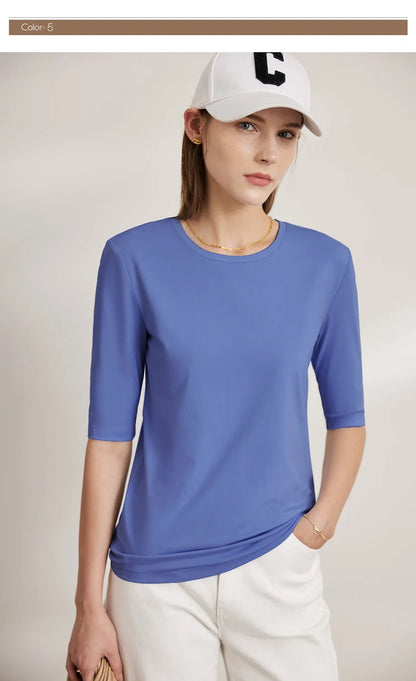 Damen T-Shirts aus neuer Baumwolle mit halben Ärmeln für das Büro