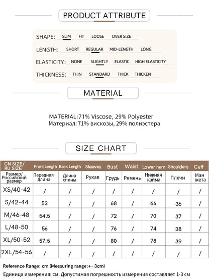 Infografik: Produktattribute, Materialangaben und Größentabelle für den Pullover