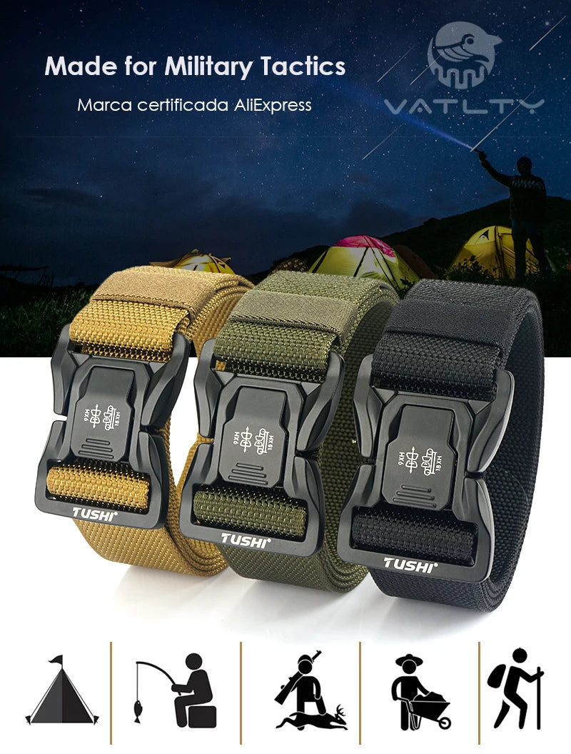 VATLTY New 4.3cm Tactical Outdoor Belt Tight Nylon Aluminum Buckle Quick Release Men's Military Belt Casual Wide Waistband Male