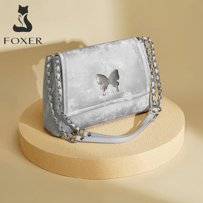 Elegante Damen Schultertasche aus PU-Leder mit Schmetterlings-Dekor