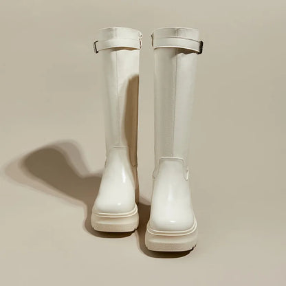 Damen Lange Stiefel im modischen Stil mit 10 cm hoher Plattform