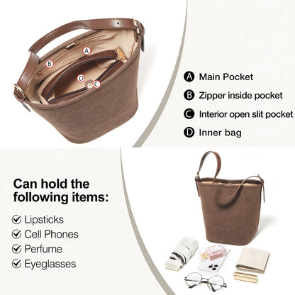 Damen Umhängetasche aus Wildleder 2-in-1 im Retro Stil Crossbody