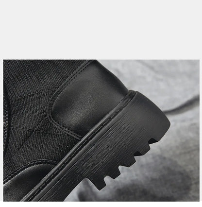 AIYUQI Women Winter Boots Shoes Genuine Leather Flat Fur Ankle Boots Women Platform Fashion Women's Socks Boots