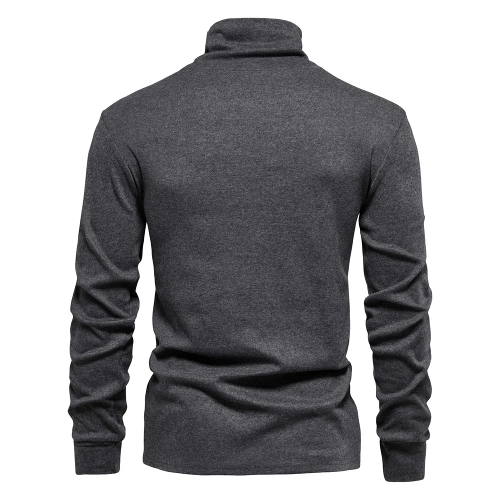 Herren T-Shirt mit hohem Kragen für lässige Herbst- und Wintermode