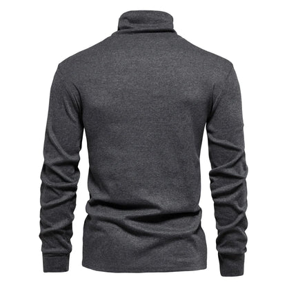 Herren T-Shirt mit hohem Kragen für lässige Herbst- und Wintermode