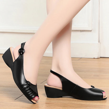 AIYUQI 2025, neue frauen sandalen Keil ferse fisch mund weibliche schuhe Große größe one-strap sandalen frauen