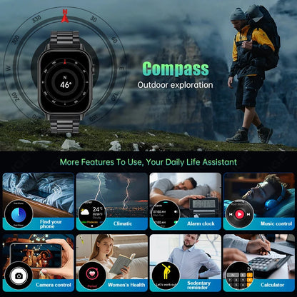 Männer GPS Smartwatch mit 2,01 Zoll HD Bildschirm und Bluetooth-Anruf