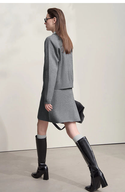 Damen-Strickjacke V-Ausschnitt Raglan einreihig locker vielseitig Herbst