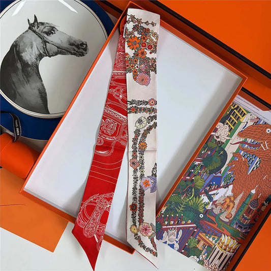 Damen Seidenschal klein quadratisch Haarband Halstuch Kopftuch Bandana B