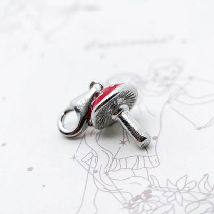 Damen-Charm-Anhänger roter Pilz Glück Frühling aus Sterlingsilber