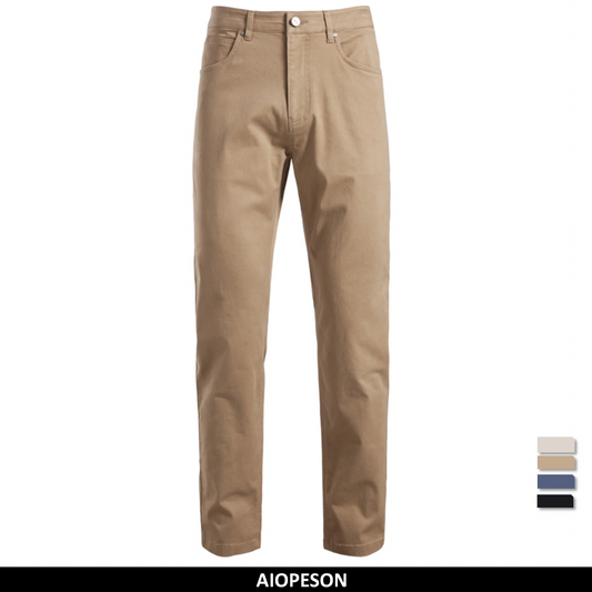 Herrenhose aus Baumwolle mit Reißverschluss, schlank, khaki