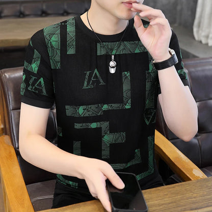 Herren T-Shirt aus Eis-Seide mit lässigem Rundhalsausschnitt für den Sommer