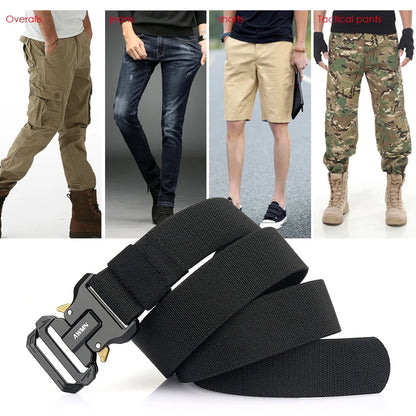Herren-Gürtel aus Elastik mit Metall-Schnalle, Schnellverschluss, Militärischer Stil für Alltag