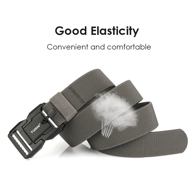 Herren-Gürtel Elastisch Mit Aluminium-Schnalle Und Schnellverschluss Weiches Nylon