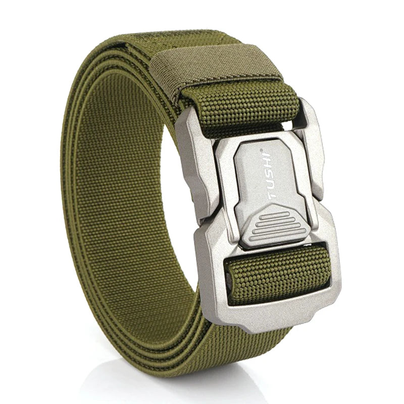 Herren-Elastischer Outdoor-Gürtel aus Aluminiumlegierung mit Schnellverschluss für Trekking