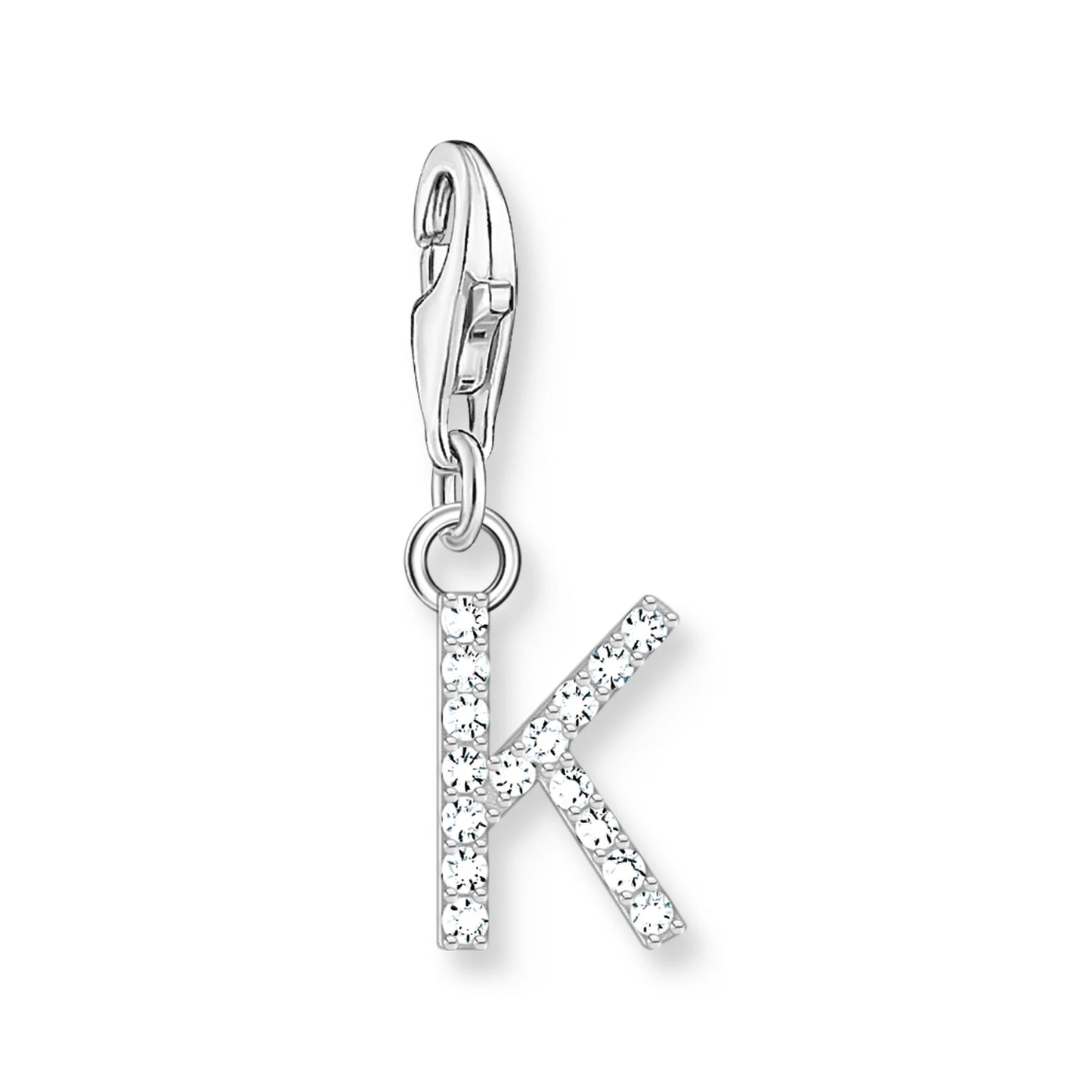Damen-Charm-Anhänger Buchstaben weißer Stein klassisch aus Sterlingsilber