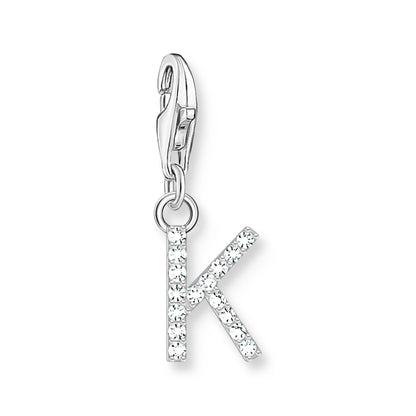 Damen-Charm-Anhänger Buchstaben weißer Stein klassisch aus Sterlingsilber