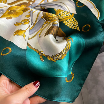 Damen Seidenschal quadratisch 70cm Halstuch Bandana Hijab Pashmina E