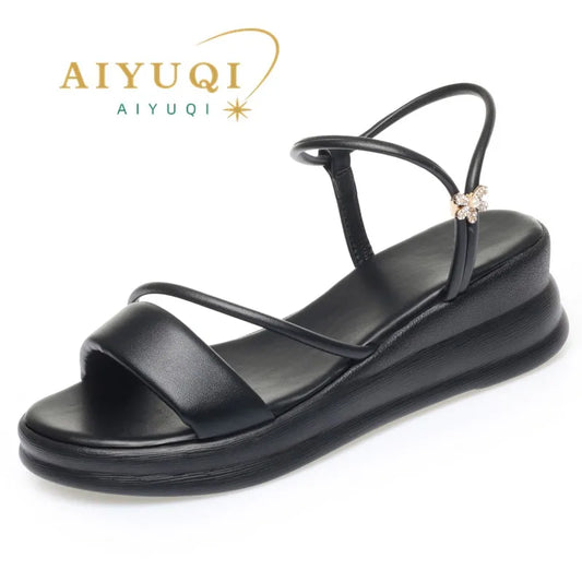 AIYUQI Damen-Sandalen, große Größe, Sommer 2022, neue Keil-Damen-Sandalen, offene Zehen, römische Sandalen