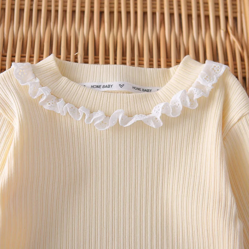 Mädchen Kleidung Set mit süßem Mantel und breiten Hosen im Koreanischen Stil