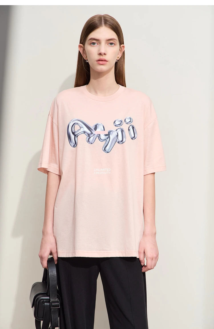 Damen T-Shirts im lässigen Stil mit O-Ausschnitt und modischem Druck