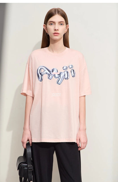 Damen T-Shirts im lässigen Stil mit O-Ausschnitt und modischem Druck