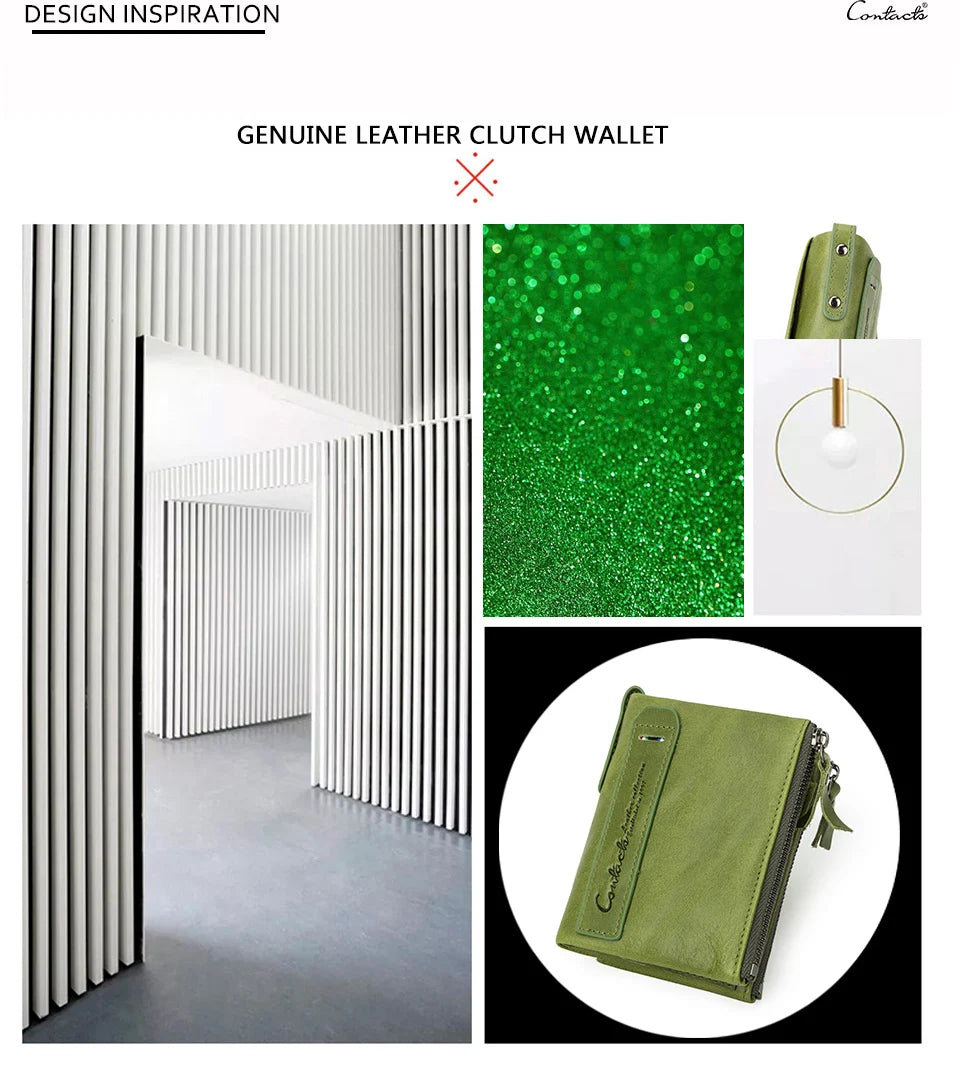 Damen Echtleder Geldbörse Bifold Kreditkartenetui Münzfach Business Geldclip