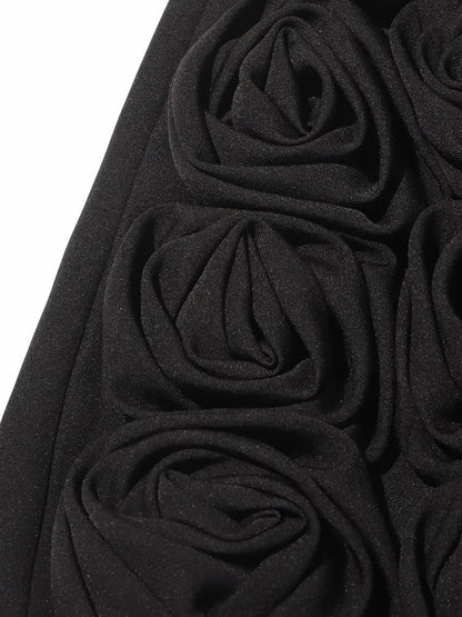 Ärmelloses Damenkleid mit quadratischem Ausschnitt und Applikationen – elegantes, rückenfreies Design mit hoher Taille