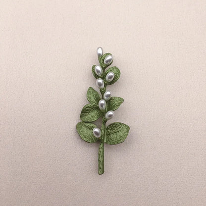 Brosche Blume Pflanze Perle Vintage Grün Pin Geschenk Schmuck Damen