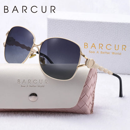 Damen-Sonnenbrille oval übergroß Retro Metall UV400 Geschenkbox