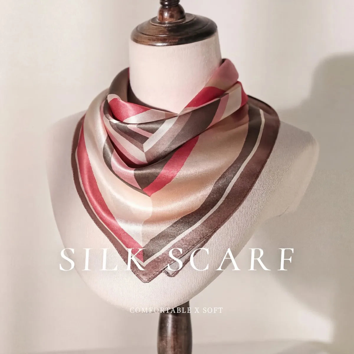 Damen Seidenschal klein quadratisch Haarband Halstuch Kopftuch Bandana F