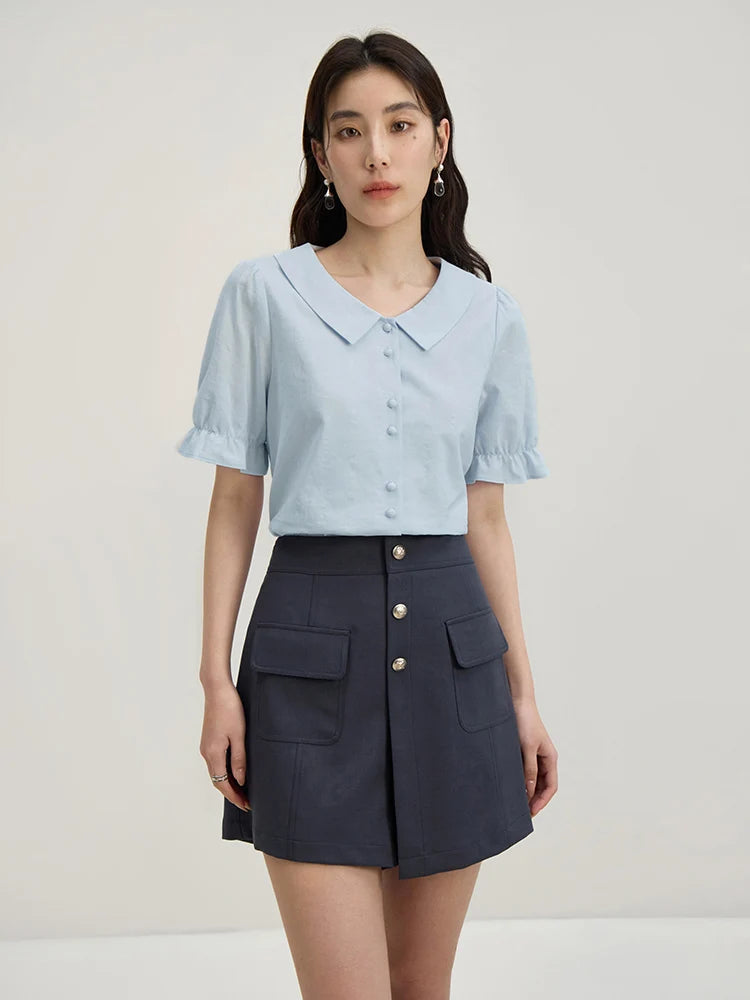 Französischer Stil Bluse mit Laternenärmeln und einzigartigem Design – Elegantes, figurbetontes Oberteil für Büro und Freizeit