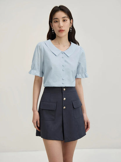 Französischer Stil Bluse mit Laternenärmeln und einzigartigem Design – Elegantes, figurbetontes Oberteil für Büro und Freizeit