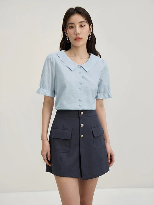 Französischer Stil Bluse mit Laternenärmeln und einzigartigem Design – Elegantes, figurbetontes Oberteil für Büro und Freizeit