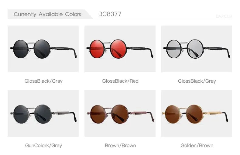 Sonnenbrille rund Steampunk Retro UV400 polarisiert Herren Damen C