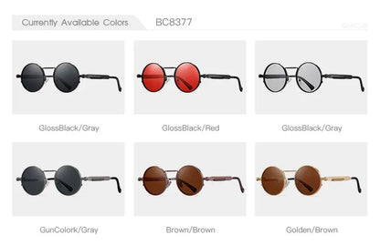 Sonnenbrille rund Steampunk Retro UV400 polarisiert Herren Damen C