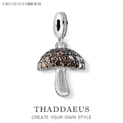 Damen-Charm-Anhaenger Pilz mit CZ-Pave aus Sterlingsilber