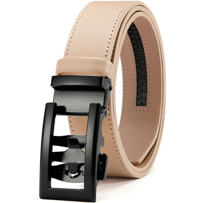 Herren Echtleder-Gürtel Hohles Muster Automatik-Schnalle Unisex 3,5 cm
