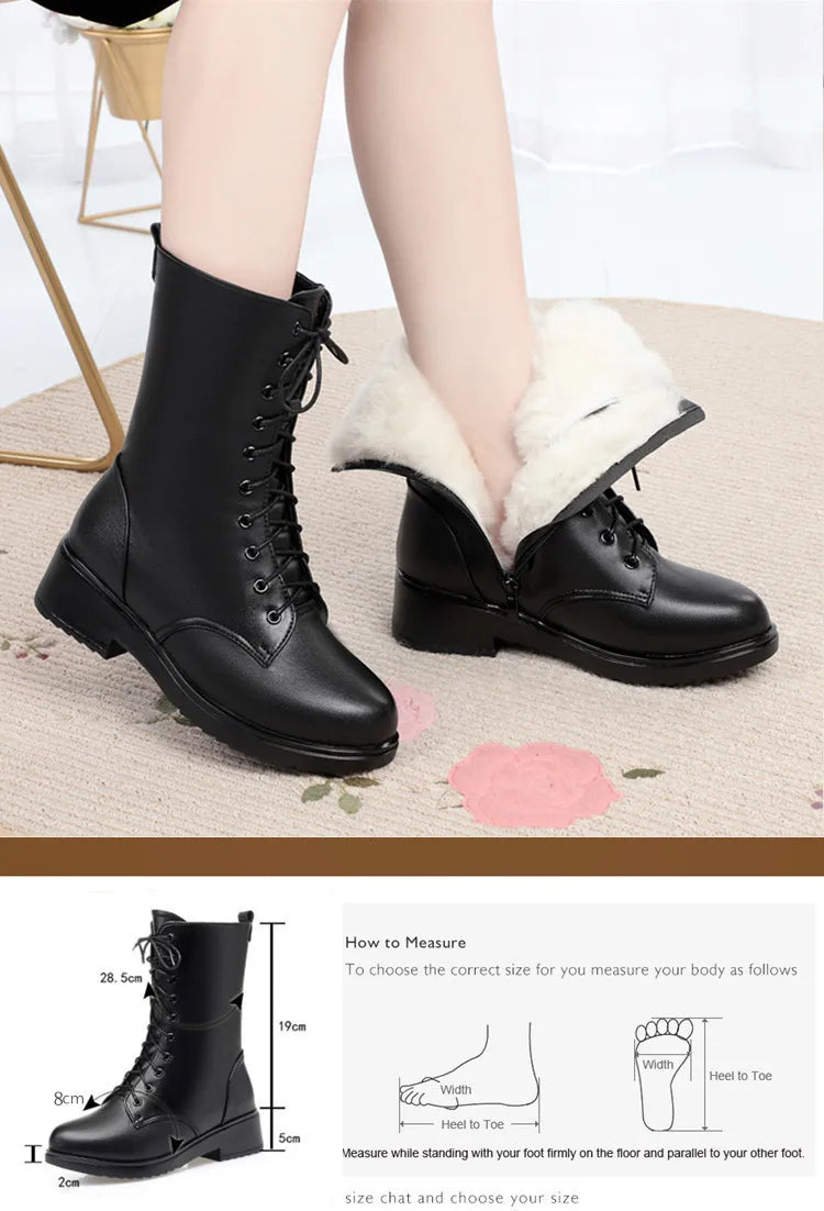 AIYUQI Women's Winter Shoes Genuine Leather Boots Women Large size 41 42 43 Casual Marton Boots Women  Snow Boots