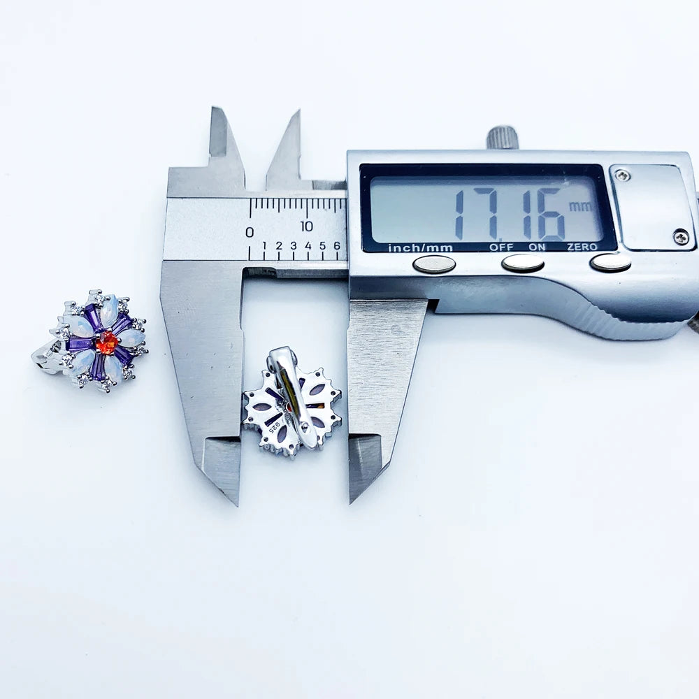 Damen-Ohrclip bunte Blume Boehmen 925 Sterlingsilber II