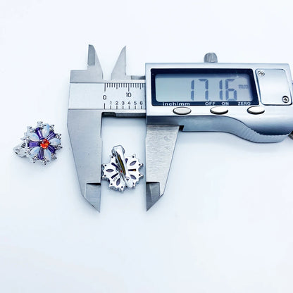 Damen-Ohrclip bunte Blume Boehmen 925 Sterlingsilber II