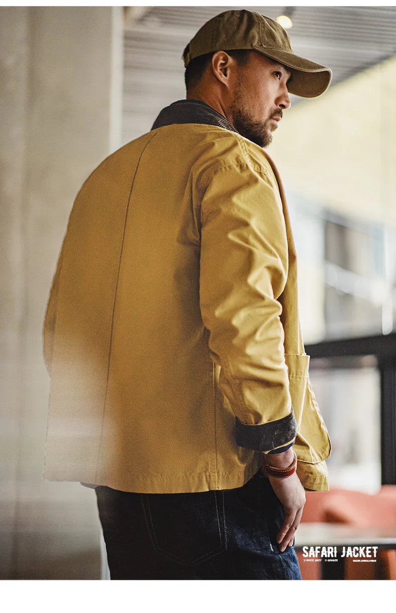 Herren Kurze Jacken Retro Jagd Revers Plus Size Outwear Frühling Herbst