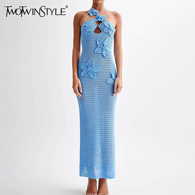 Elegantes Damen-Midikleid mit Rundhalsausschnitt und langen Ärmeln im Patchwork-Design mit Diamantenmuster