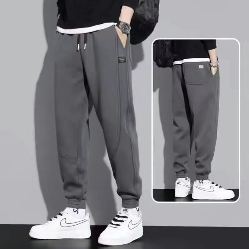 Warme Herren-Sporthose mit Kordelzug im lockeren japanischen Stil – ideal für Herbst und Winter